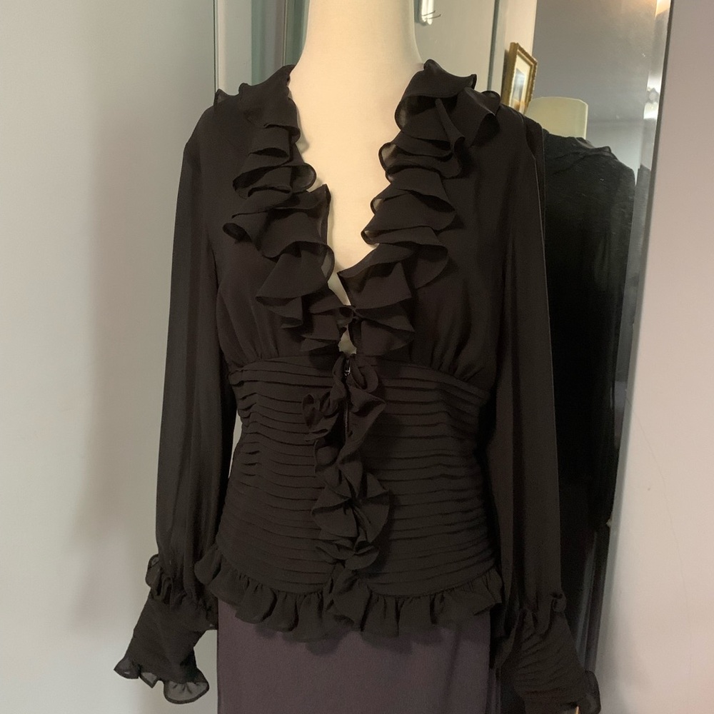 Samuel Dong black 100% silk jacket/blouse